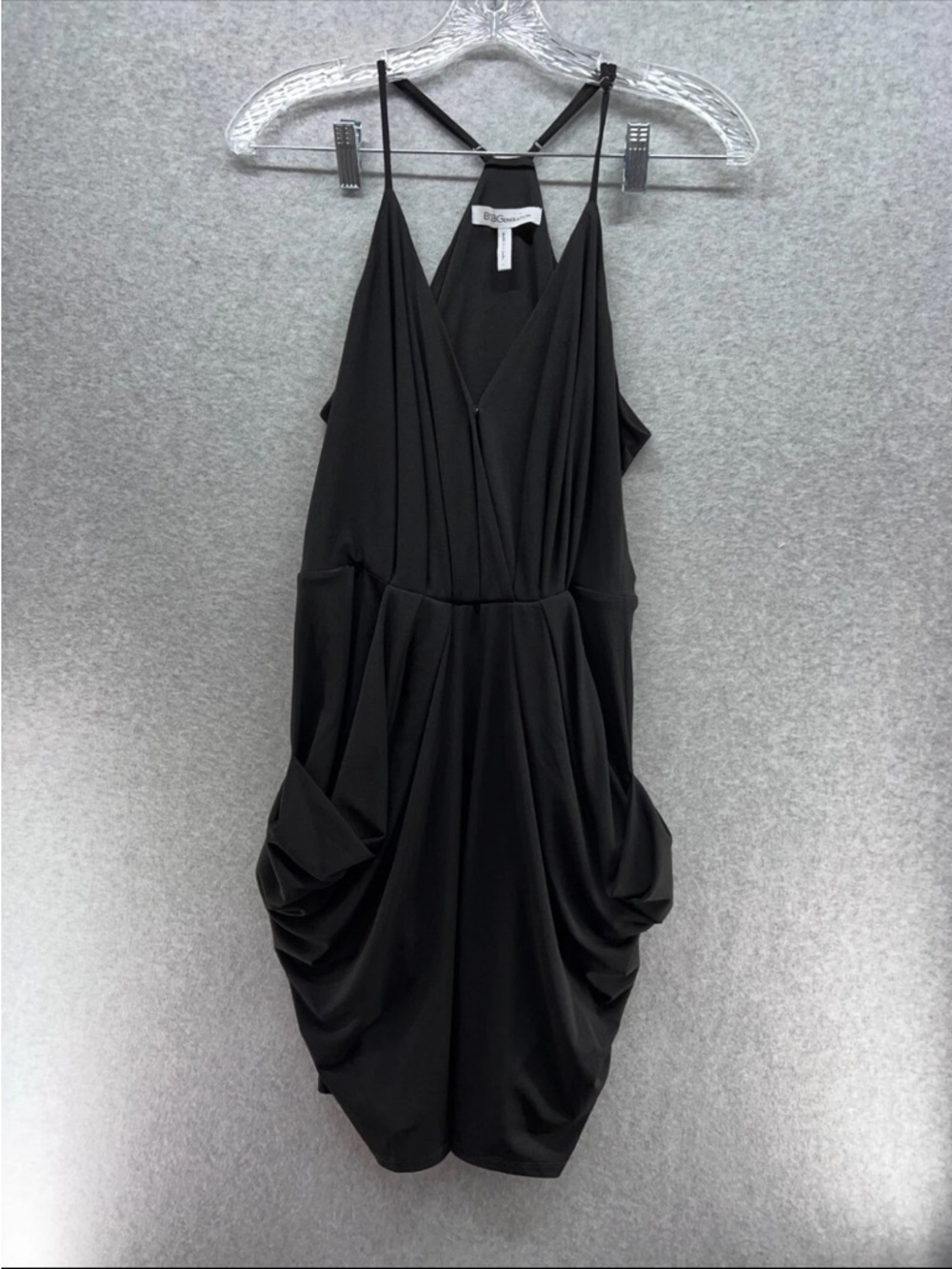 GENERATION Y Black Draped Romper with Spaghetti Straps